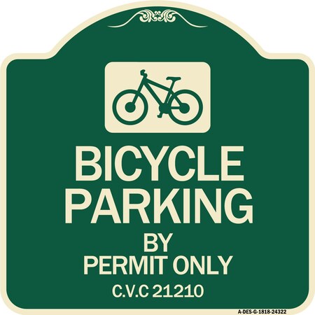 Signmission Bicycle Parking by Permit C.V.S. 21210 Heavy-Gauge Aluminum Sign, 18" x 18", G-1818-24322 A-DES-G-1818-24322